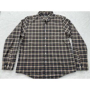 LL Bean Button Up‎ Shirt Mens Large Blue Plaid Signature Flannel Long Sleeve